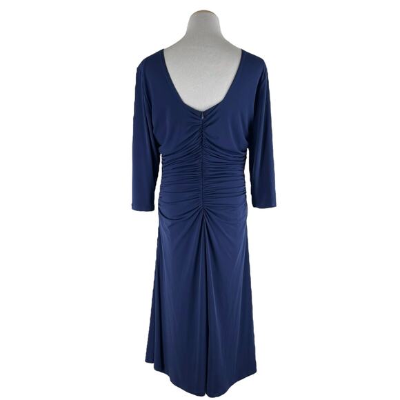 Kiyonna Square Neck Ruched Cocktail Dress Blue Plus Size Size 1/ 1X - Picture 5 of 8
